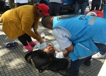 Una persona fue detenida en el marco de las protestas de vendedores ambulantes por el desalojo en las inmediaciones de las estaciones ferroviarias de Retiro donde se implementa un programa de desvíos peatonales, de tránsito y traslado de paradas de colectivos. Los "manteros" cortaron la calle San Martin en el cruce con la Avenida del Libertador, frente al hotel Sheraton y en los forcejeos con la Policía de la Ciudad uno de ellos fue detenido. FotógrafoGodoy Camila