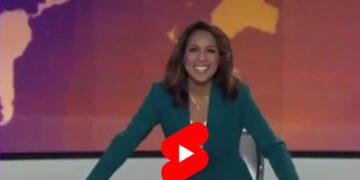 Una conductora de TV se espantó al ver pasar una rata sobre su escritorio